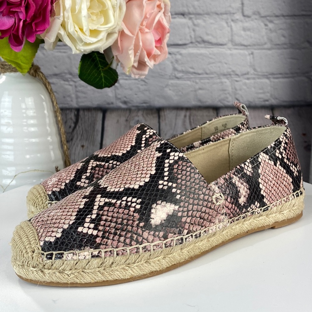 Sam Edelman Pink and Black Snake Print Espadrilles